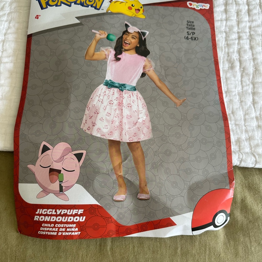 Kids Pokemon Jigglypuff Pink and Teal Kids Costume Halloween Dress Up Sz 4-6x